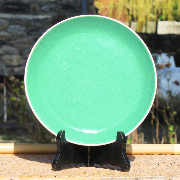 Assiette plate vintage 23 cm Salins modèle Deauville vert turquoise