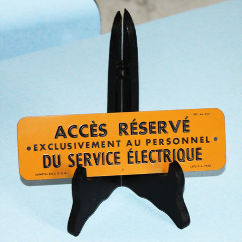 Plaque en alu accès réservé exclusivement au personnel du service électrique Alumetal Catu