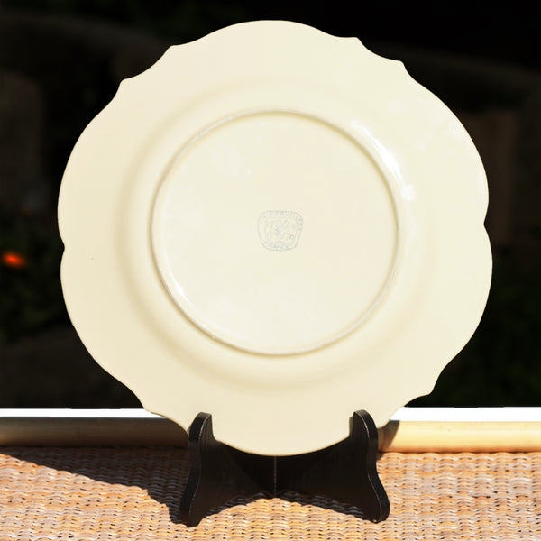 Assiette plate vintage 28 cm en faïence de Niderviller modèle Cour Normande coq blanc