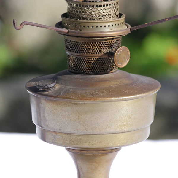 Ancien pied de lampe à pétrole Super Aladdin en cuivre chromé 31 cm