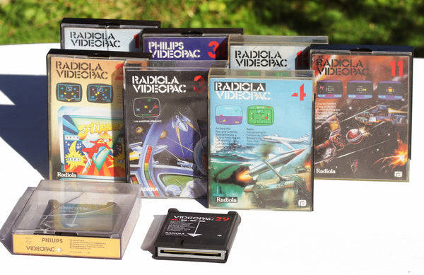 Ensemble rétrogaming de 9 jeux vidéo vintages cartouches Videopac Radiola