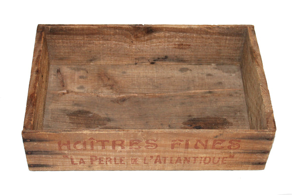 Ancienne petite caisse publicitaire d'huîtres fines en bois " La Perle de l'Atlantique "