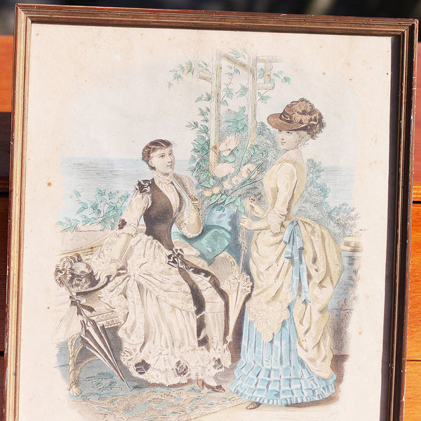 Ancienne gravure sous cadre La Mode Illustrée Toilettes de Mme Coussinet