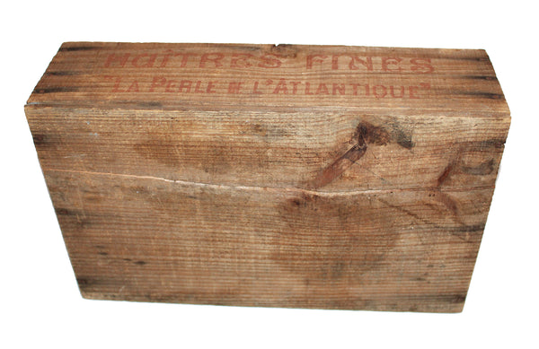 Ancienne petite caisse publicitaire d'huîtres fines en bois " La Perle de l'Atlantique "