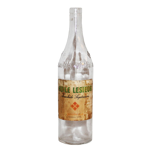 Ancienne bouteille publicitaire vide Huile Lesieur d'arachide avec étiquette