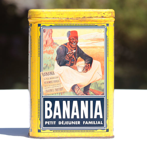 Boîte publicitaire vintage Banania vide en tôle lithographiée 1 kg modèle café