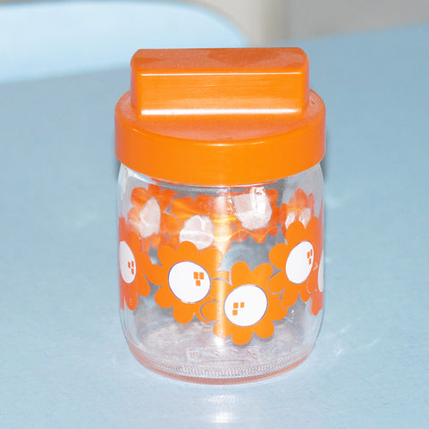 Petit pot Henkel en verre décor fleuri orange 450 ml
