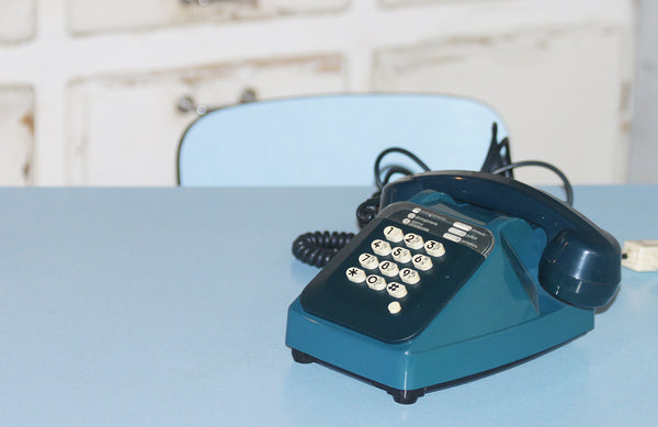 Téléphone PTT Thomson CSF Socotel 63 bleu à touches vintage