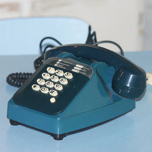 Téléphone PTT Socotel 63 bleu à touches vintage