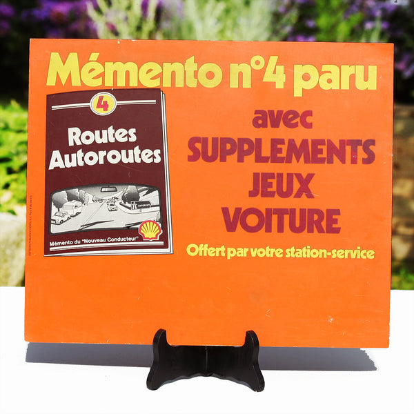 Plaque publicitaire vintage en plastique Shell Mémento du " Nouveau Conducteur " n°4