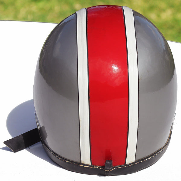 Casque jet original vintage argent & rouge pour scooter ou moto