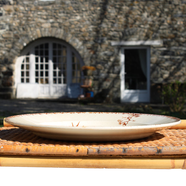 Ancien plat rond 32.5 cm en porcelaine opaque de Gien modèle Provençal