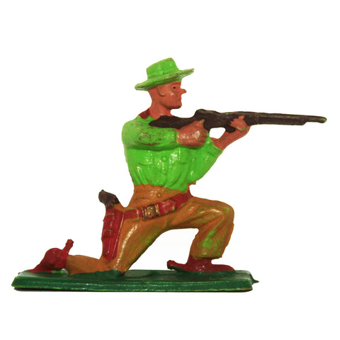 Figurine plastique Starlux cow-boy à genoux chemise verte Far West