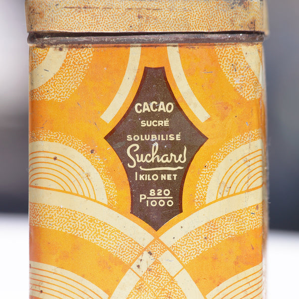 Ancienne boîte publicitaire cacao Suchard 1 kg en tôle " Café "