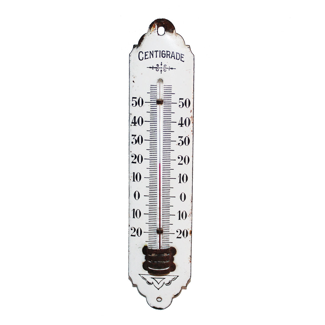 Ancien thermomètre sur plaque émaillée degrés Celsius Centigrade