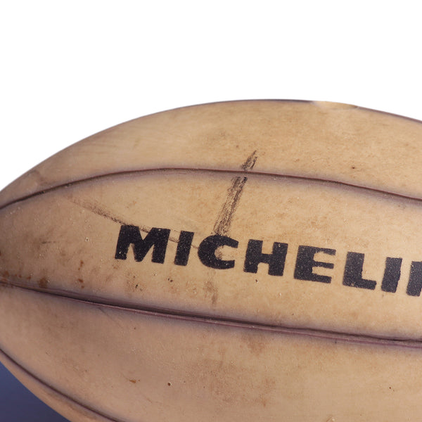 Ballon de rugby publicitaire vintage Michelin en caoutchouc des années 1970