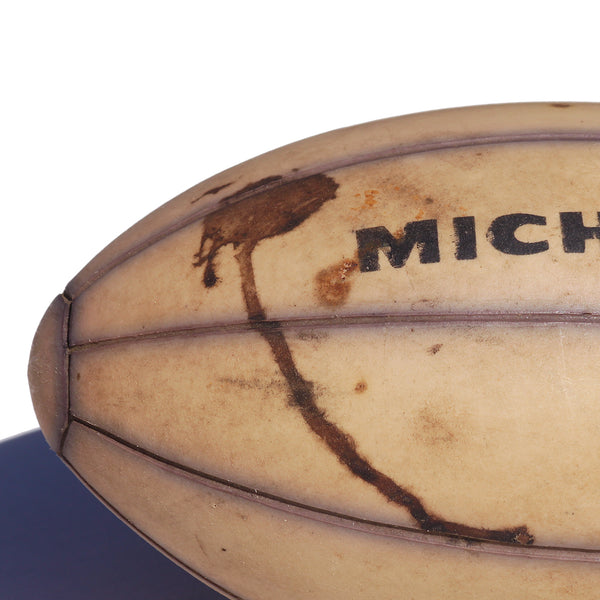 Ballon de rugby publicitaire vintage Michelin en caoutchouc des années 1970