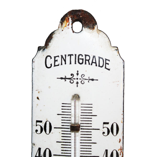 Ancien thermomètre sur plaque émaillée degrés Celsius Centigrade