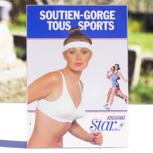 PLV publicitaire vintage plastifiée pour le soutien-gorge tous sports Star de Paris