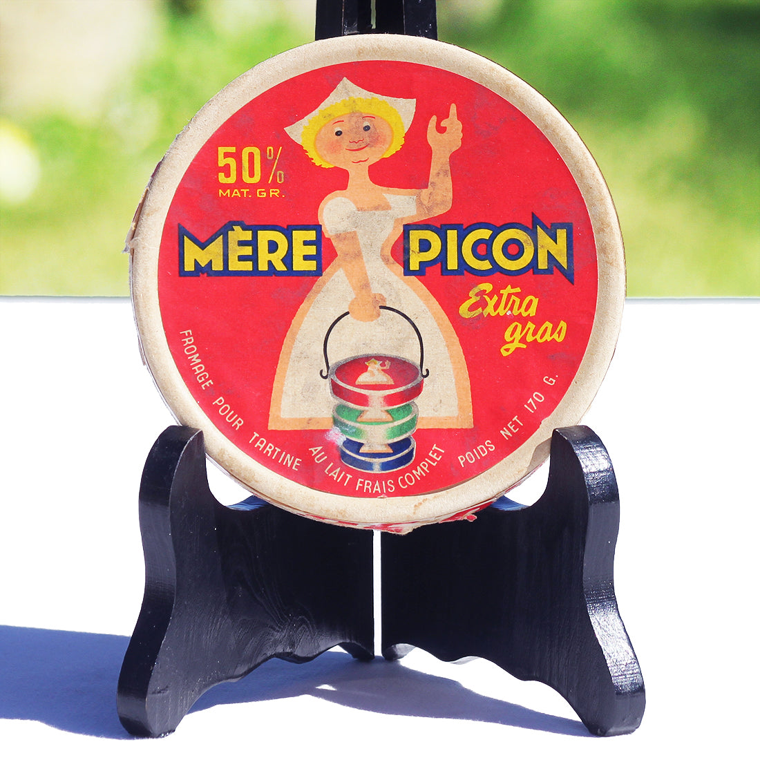 Ancienne boîte publicitaire vide en carton de fromage pour tartine Mère Picon