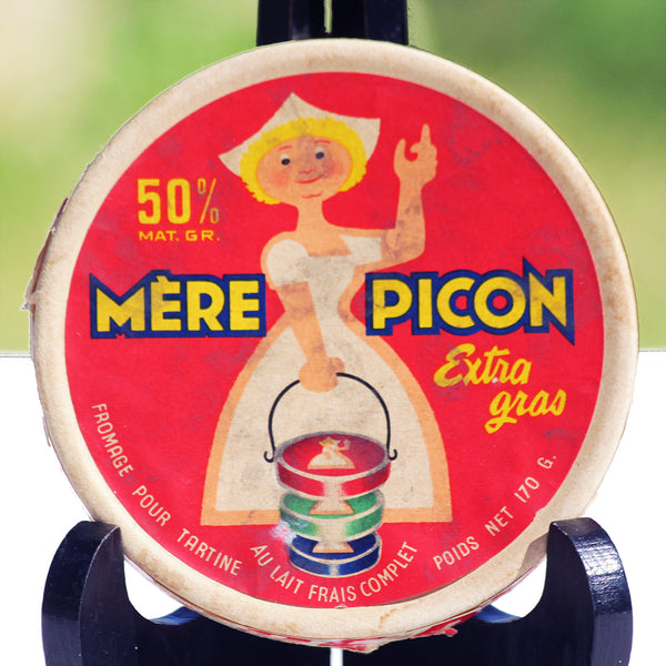 Ancienne boîte publicitaire vide en carton de fromage pour tartine Mère Picon