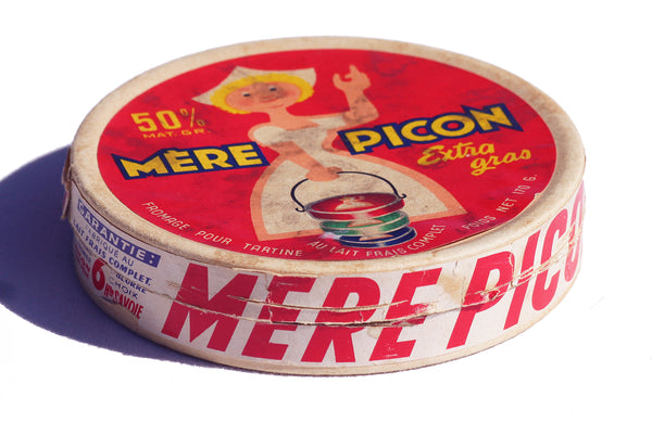 Ancienne boîte publicitaire vide en carton de fromage pour tartine Mère Picon