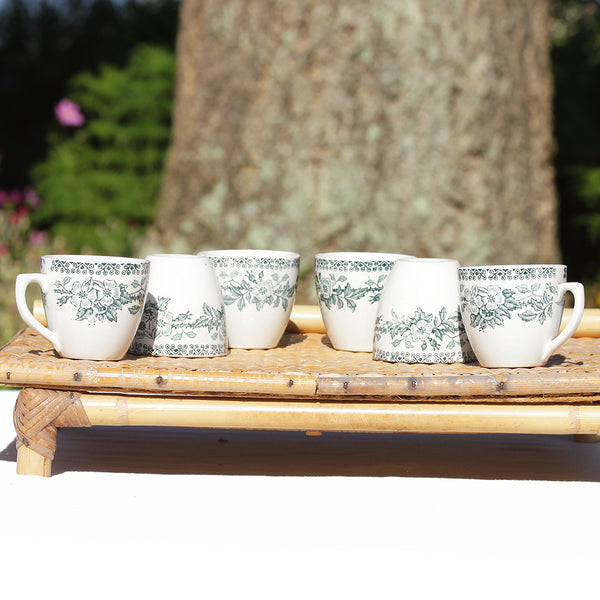 Ensemble de 6 tasses à café anciennes en faïence modèle Guadeloupe ( de Saint Amand et Hamage ? )