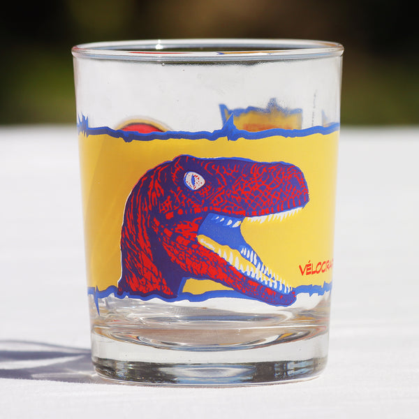 Verre publicitaire Yoplait dino-verre Jurassic Park Le Monde Perdu Vélociraptor