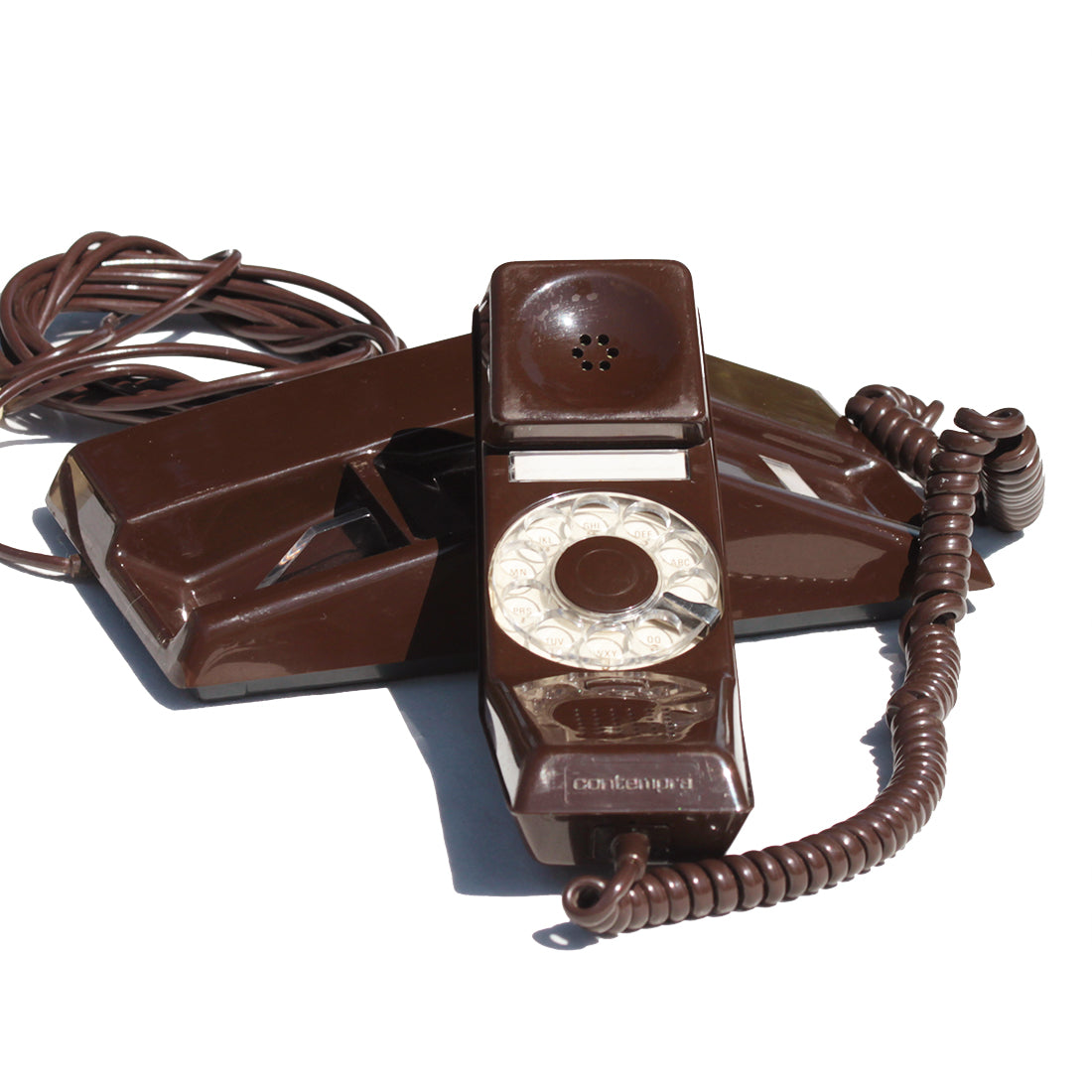 Téléphone PTT à cadran vintage Contempra marron de 1978