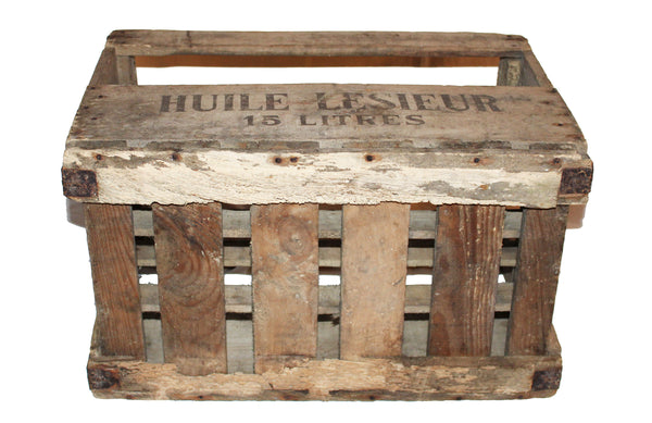 Ancienne caisse / casier publicitaire Huile Lesieur en bois pour 15 bouteilles