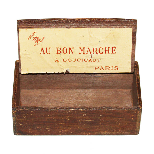 Ancienne petite boîte publicitaire Épingles d'Acier en bois Au Bon Marché Boucicaut Paris