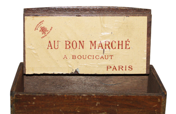 Ancienne petite boîte publicitaire Épingles d'Acier en bois Au Bon Marché Boucicaut Paris