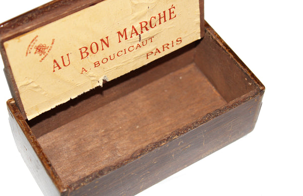 Ancienne petite boîte publicitaire Épingles d'Acier en bois Au Bon Marché Boucicaut Paris