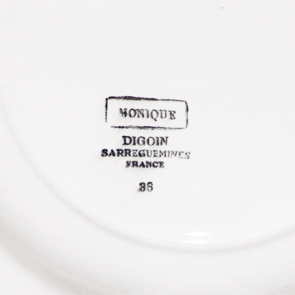 Ensemble de 6 assiettes plates anciennes en faïence de Digoin Sarreguemines modèle Monique