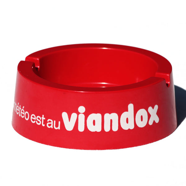 Cendrier publicitaire vintage " la météo est au Viandox " en mélamine rouge