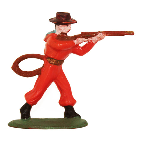 Figurine plastique Cyrnos cowboy avec tenue orange et lasso Far West