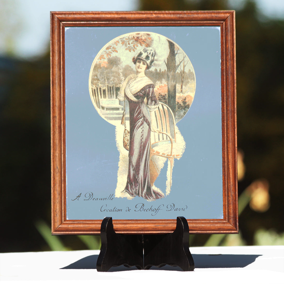 Miroir vintage mode " A Deauville " création de Bechoff David ( 28 cm x 23 cm )