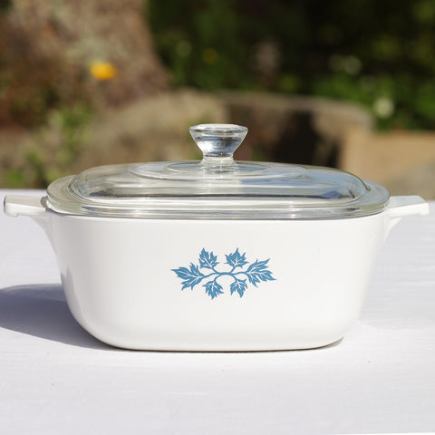 Petite cocotte en porcelaine Pyroflam vintage 18 cm + couvercle en verre