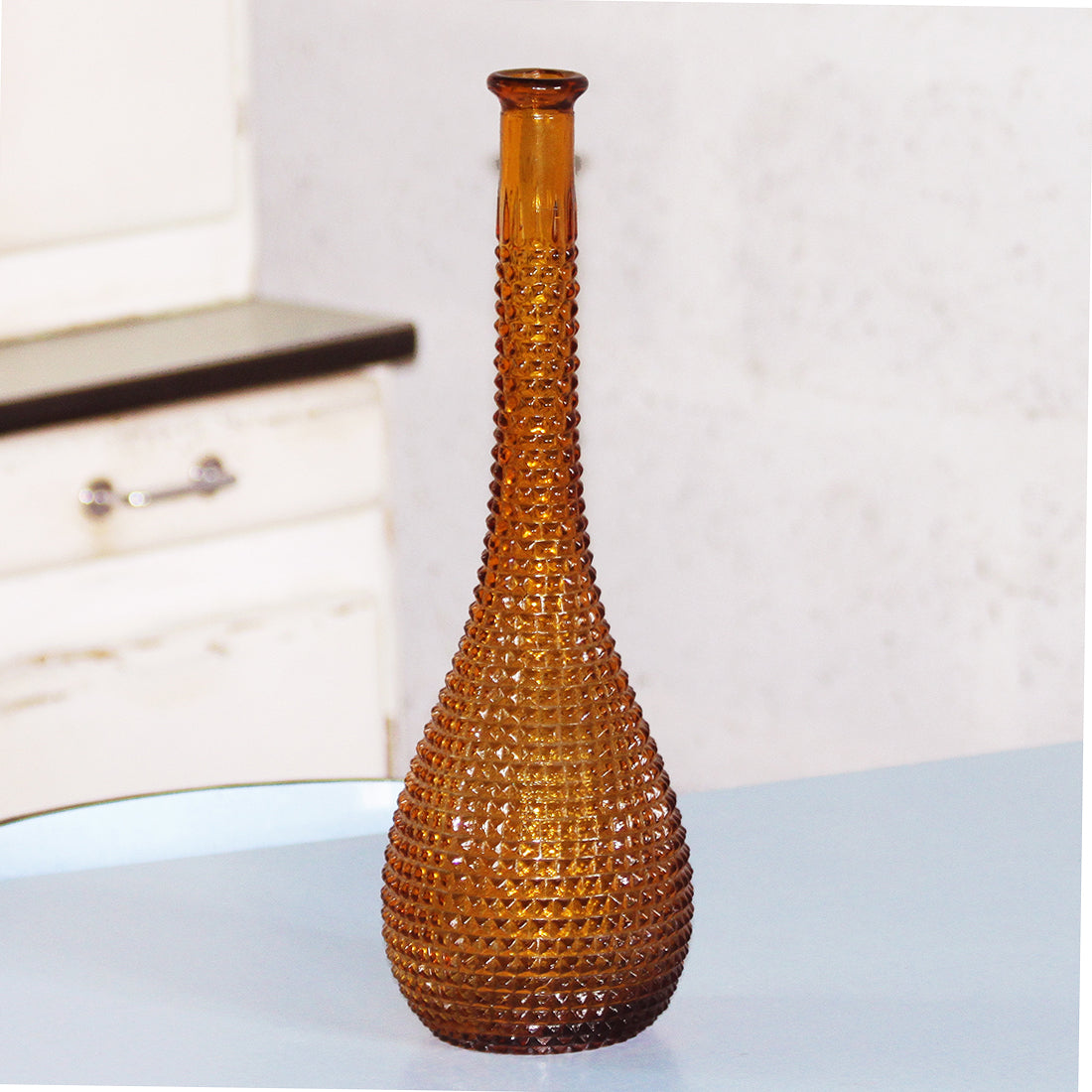 Carafe italienne en verre d'Empoli vintage ambre 39 cm (sans bouchon)