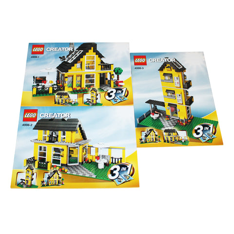Ensemble des 3 notices pour le Lego Creator La Maison d'été 4996 (2008)