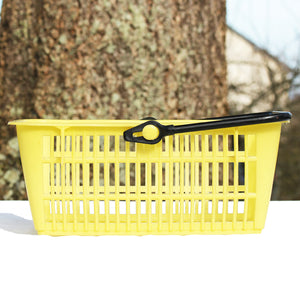 Panier à courses vintage de magasin style Prisunic en plastique jaune Grosfillex