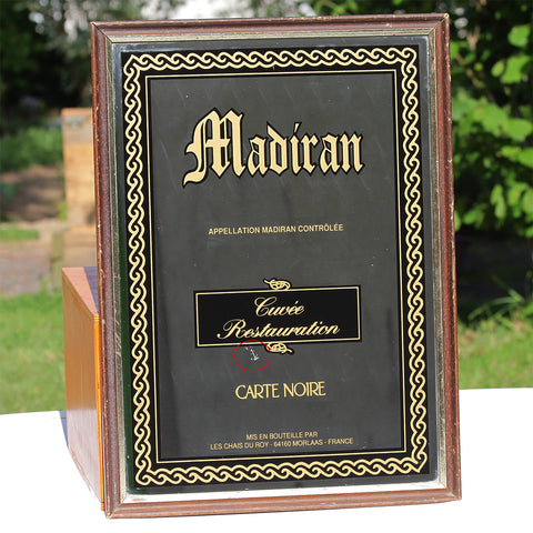 Miroir publicitaire vintage sérigraphié vin Madiran Cuvée Restauration Carte Noire