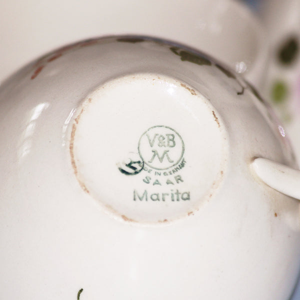 Ensemble de 8 tasses à café anciennes en faïence de Villeroy & Boch Mettlach modèle Marita