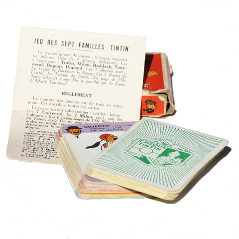 Ancien jeu de cartes des sept familles Tintin version du Chèque Tintin ( 1962 )