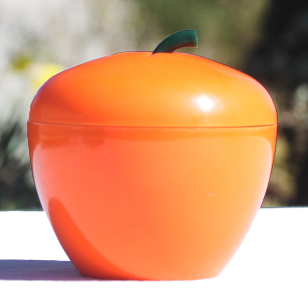 Seau à glaçons publicitaire Renault vintage pomme plastique orange