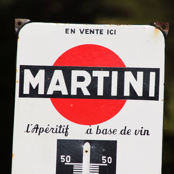 Ancienne grande plaque émaillée publicitaire de thermomètre Martini