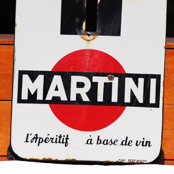 Ancienne grande plaque émaillée publicitaire de thermomètre Martini