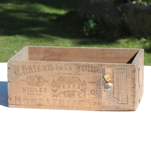 Ancienne caisse publicitaire en bois vins Château de la Fonvieille Montbazillac années 1940