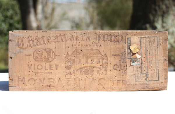 Ancienne caisse publicitaire en bois vins Château de la Fonvieille Montbazillac années 1940