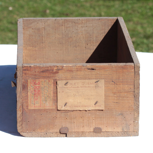 Ancienne caisse publicitaire en bois vins Château de la Fonvieille Montbazillac années 1940